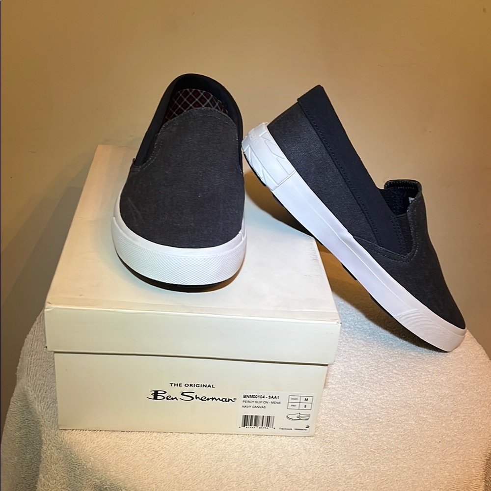 NIB Ben Sherman Men's Navy Percy Slip-On Loafers